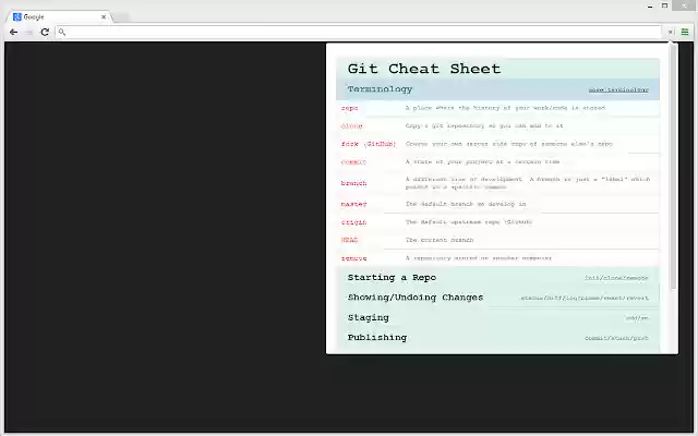 Git Cheat Sheet from Chrome web store to be run with OffiDocs Chromium online Git Cheat Sheet from Chrome web store to be run with OffiDocs Chromium online