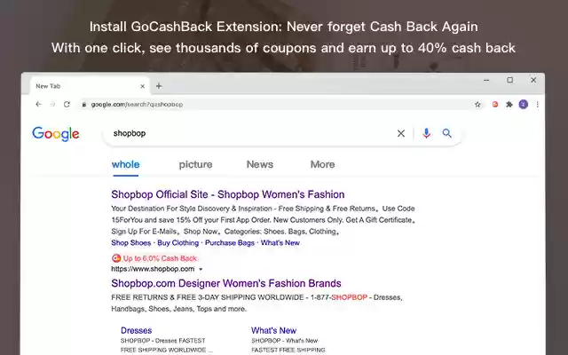 GoCashBack: Deals, Rebates, Savings Extension from Chrome web store to be run with OffiDocs Chromium online GoCashBack: Deals, Rebates, Savings Extension from Chrome web store to be run with OffiDocs Chromium online