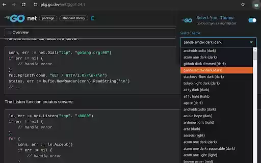 Go Docs Syntax Highlighter from Chrome web store to be run with OffiDocs Chromium online Go Docs Syntax Highlighter from Chrome web store to be run with OffiDocs Chromium online