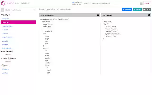 Graphql Query Generator from Chrome web store to be run with OffiDocs Chromium online Graphql Query Generator from Chrome web store to be run with OffiDocs Chromium online