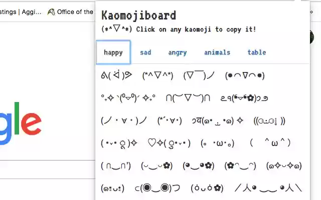 kaomojiBoard from Chrome web store to be run with OffiDocs Chromium online kaomojiBoard from Chrome web store to be run with OffiDocs Chromium online