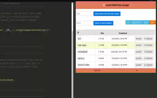 Laravel Web Tinker manager from Chrome web store to be run with OffiDocs Chromium online Laravel Web Tinker manager from Chrome web store to be run with OffiDocs Chromium online