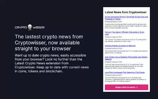 Latest Crypto News from Cryptowisser from Chrome web store to be run with OffiDocs Chromium online Latest Crypto News from Cryptowisser from Chrome web store to be run with OffiDocs Chromium online