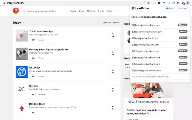 LeadMine Prospector from Chrome web store to be run with OffiDocs Chromium online LeadMine Prospector from Chrome web store to be run with OffiDocs Chromium online