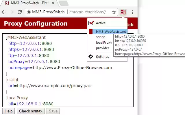 MM3 ProxySwitch from Chrome web store to be run with OffiDocs Chromium online MM3 ProxySwitch from Chrome web store to be run with OffiDocs Chromium online