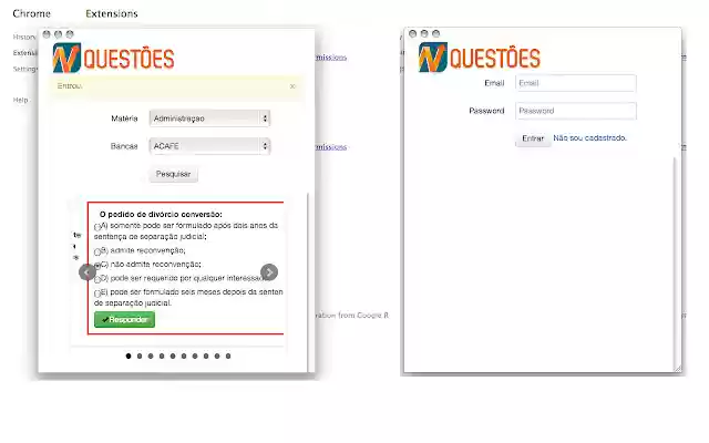NQuestões from Chrome web store to be run with OffiDocs Chromium online NQuestões from Chrome web store to be run with OffiDocs Chromium online