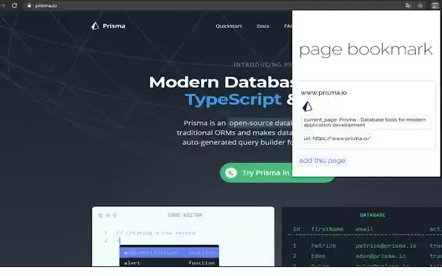 Page Bookmark from Chrome web store to be run with OffiDocs Chromium online Page Bookmark from Chrome web store to be run with OffiDocs Chromium online