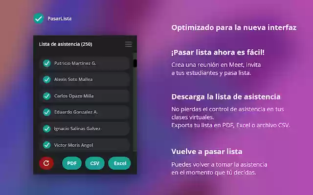 Pasar Lista en Meet from Chrome web store to be run with OffiDocs Chromium online Pasar Lista en Meet from Chrome web store to be run with OffiDocs Chromium online