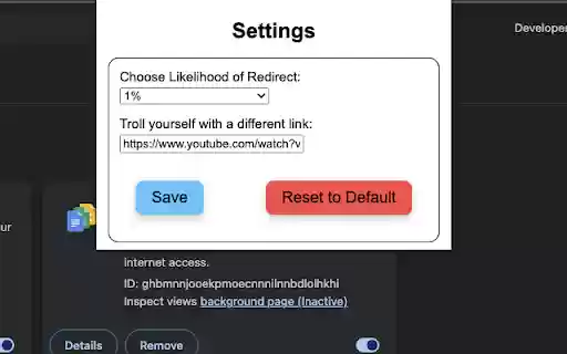 Rickroll Roulette from Chrome web store to be run with OffiDocs Chromium online Rickroll Roulette from Chrome web store to be run with OffiDocs Chromium online