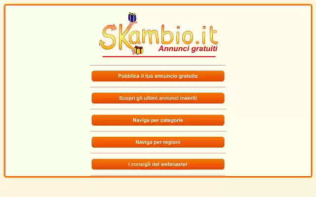 Skambio.it Annunci gratuiti from Chrome web store to be run with OffiDocs Chromium online Skambio.it Annunci gratuiti from Chrome web store to be run with OffiDocs Chromium online