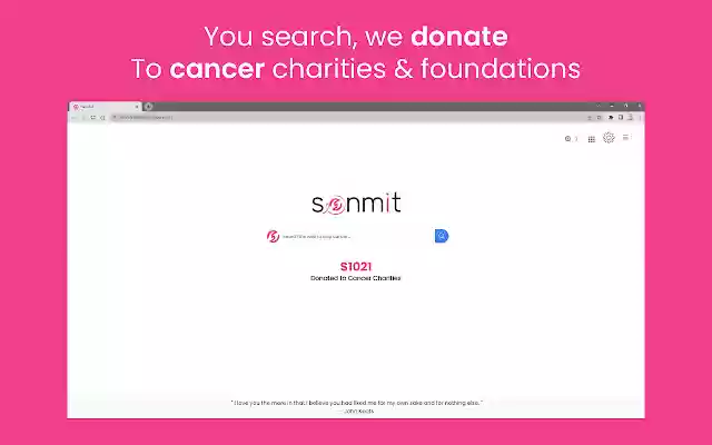 Sonmit The Search Engine that Fights Cancer from Chrome web store to be run with OffiDocs Chromium online Sonmit The Search Engine that Fights Cancer from Chrome web store to be run with OffiDocs Chromium online