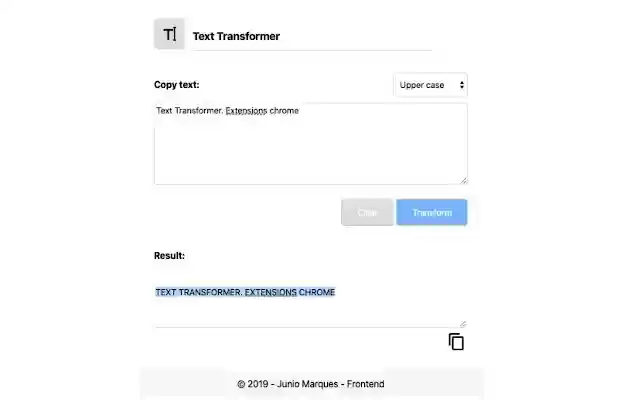Text Transformer from Chrome web store to be run with OffiDocs Chromium online Text Transformer from Chrome web store to be run with OffiDocs Chromium online