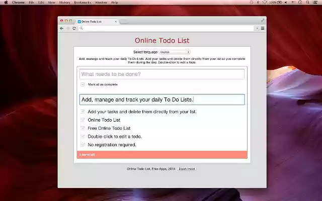 To Do List App from Chrome web store to be run with OffiDocs Chromium online To Do List App from Chrome web store to be run with OffiDocs Chromium online
