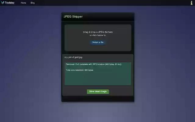 Toolsley JPEG Stripper from Chrome web store to be run with OffiDocs Chromium online Toolsley JPEG Stripper from Chrome web store to be run with OffiDocs Chromium online