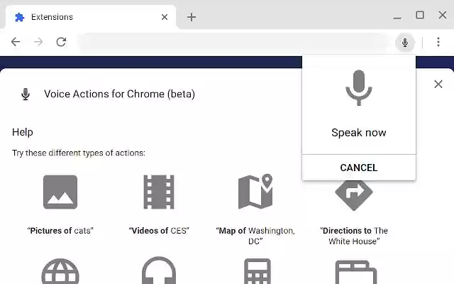 Voice Actions for Chrome (beta) from Chrome web store to be run with OffiDocs Chromium online Voice Actions for Chrome (beta) from Chrome web store to be run with OffiDocs Chromium online