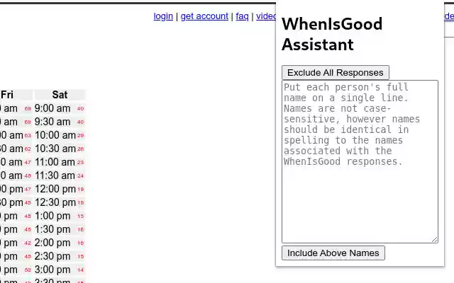 WhenIsGood Assistant from Chrome web store to be run with OffiDocs Chromium online WhenIsGood Assistant from Chrome web store to be run with OffiDocs Chromium online