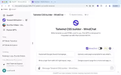 WindChat ChatGPT Tailwind CSS React Previewer from Chrome web store to be run with OffiDocs Chromium online WindChat ChatGPT Tailwind CSS React Previewer from Chrome web store to be run with OffiDocs Chromium online